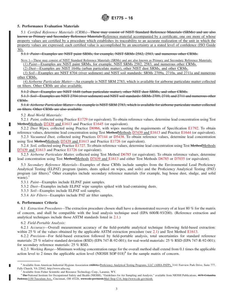 REDLINE ASTM E1775-16 - Standard Guide for Evaluating Performance of On-Site Extraction and Field-Portable  Electrochemical or Spectrophotometric Analysis for Lead