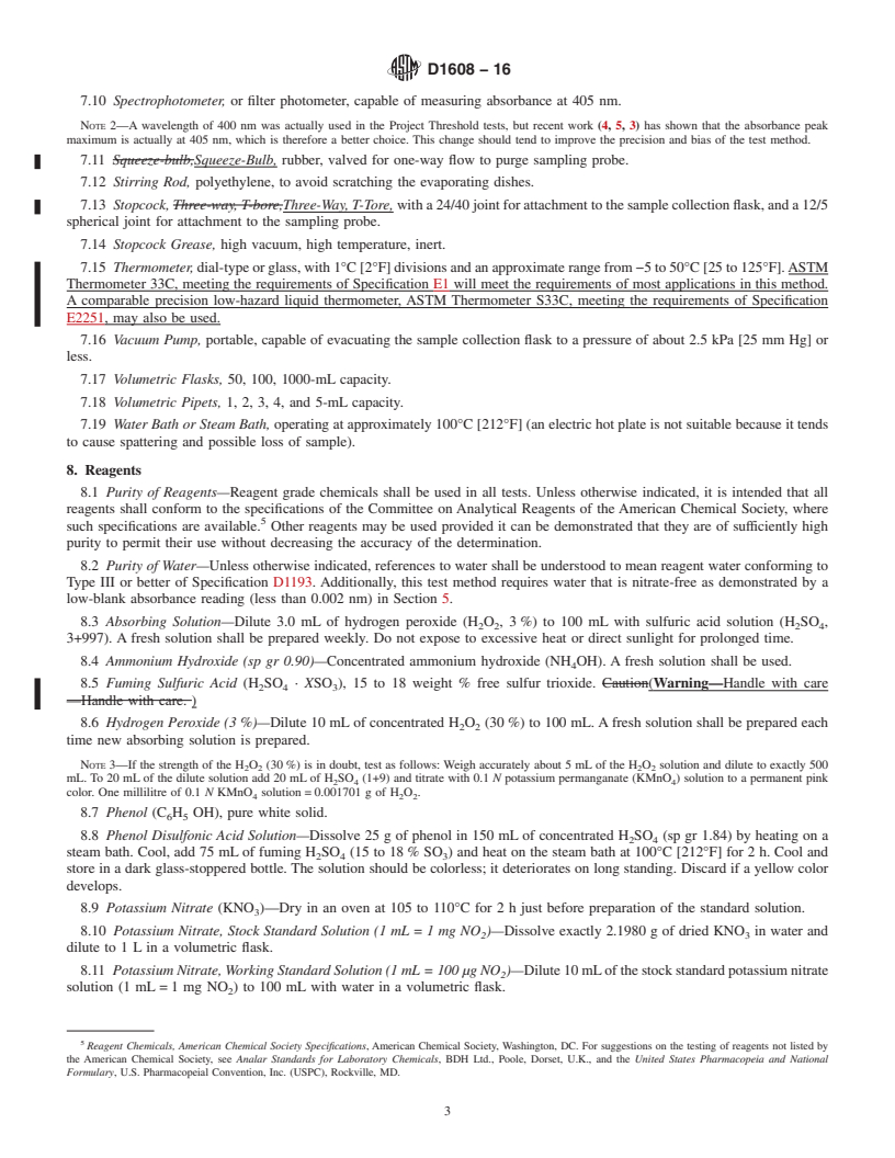 REDLINE ASTM D1608-16 - Standard Test Method for  Oxides of Nitrogen in Gaseous Combustion Products (Phenol-Disulfonic  Acid Procedures)