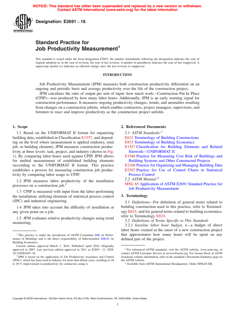 ASTM E2691-16 - Standard Practice for Job Productivity Measurement