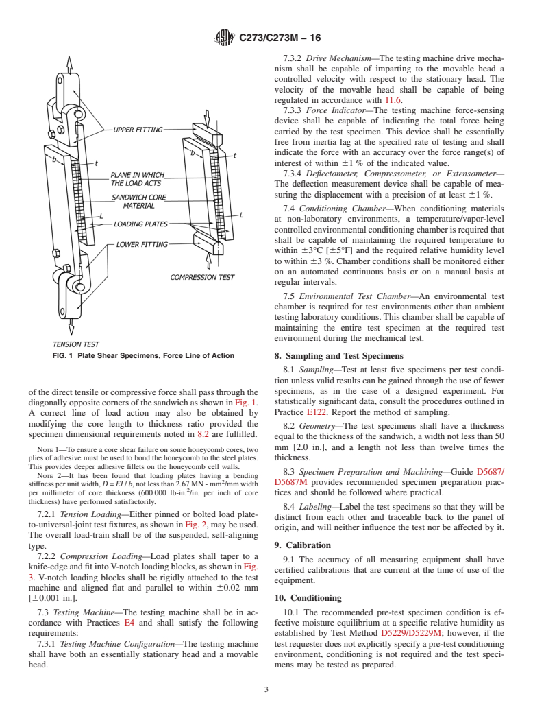 ASTM C273/C273M-16 - Standard Test Method for  Shear Properties of Sandwich Core Materials