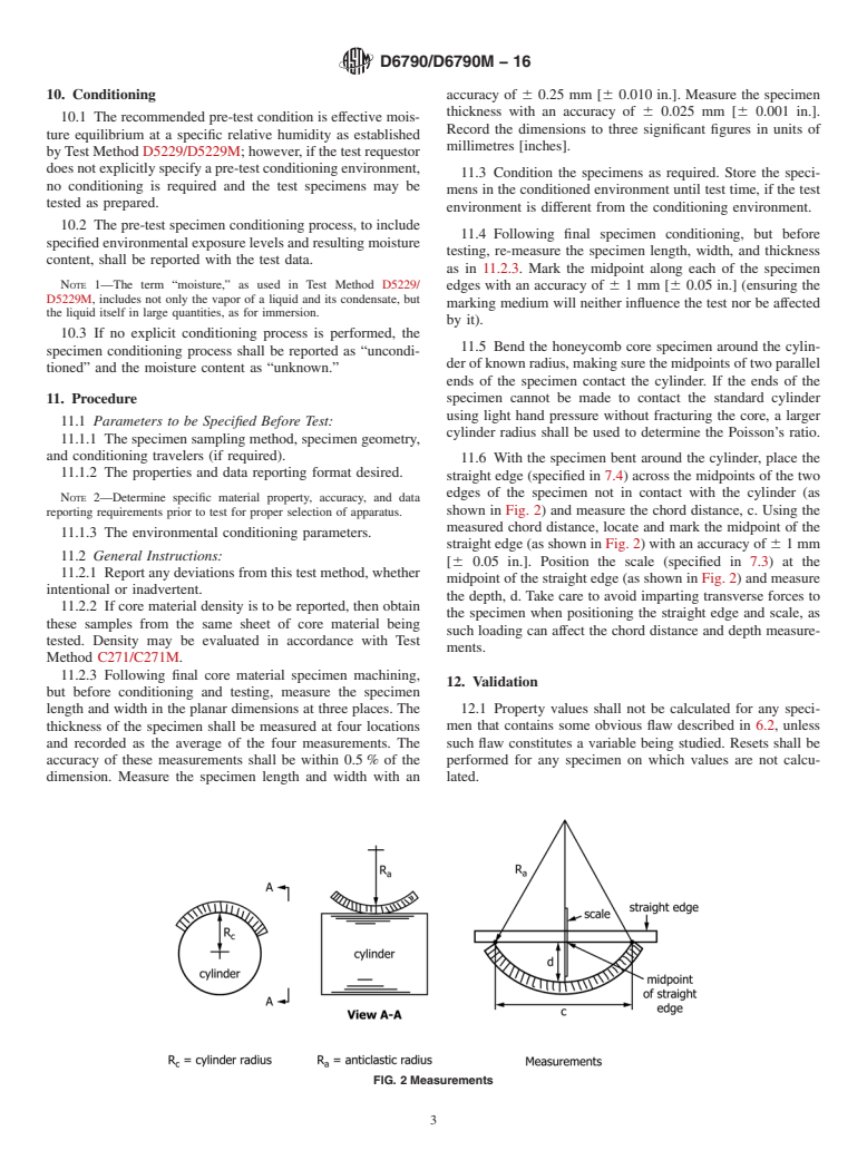 ASTM D6790/D6790M-16 - Standard Test Method for  Determining Poisson's Ratio of Honeycomb Cores