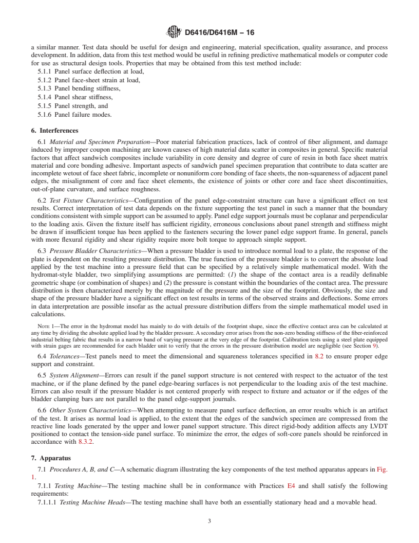 REDLINE ASTM D6416/D6416M-16 - Standard Test Method for  Two-Dimensional Flexural Properties of Simply Supported Sandwich  Composite Plates Subjected to a Distributed Load