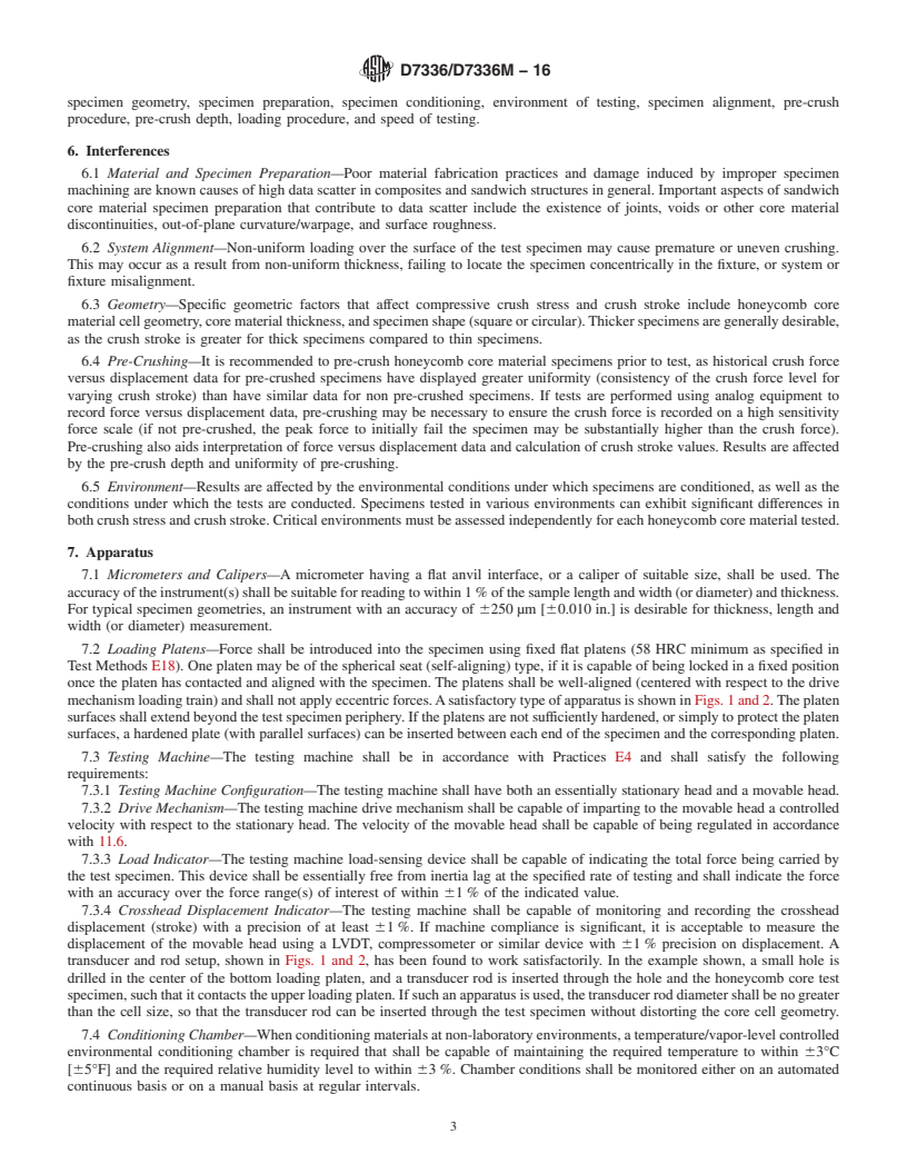 REDLINE ASTM D7336/D7336M-16 - Standard Test Method for Static Energy Absorption Properties of Honeycomb Sandwich Core  Materials