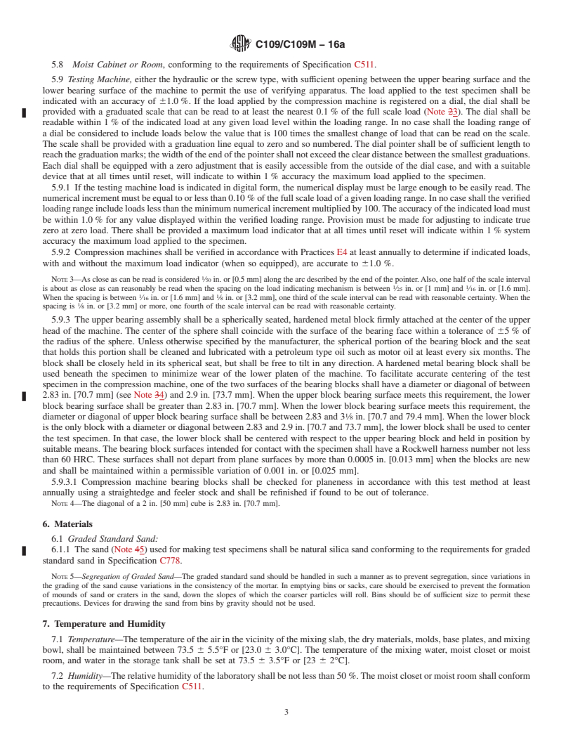 REDLINE ASTM C109/C109M-16a - Standard Test Method for  Compressive Strength of Hydraulic Cement Mortars (Using 2-in.  or [50-mm] Cube Specimens)