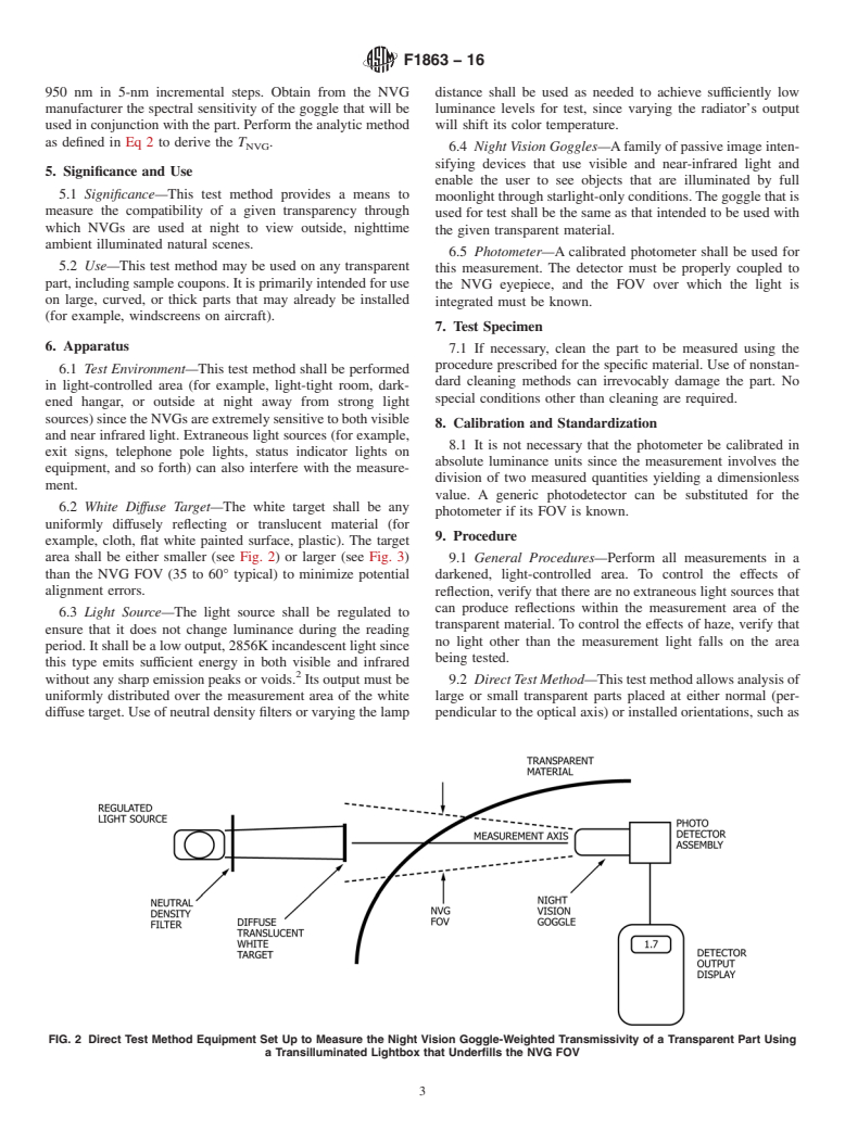 ASTM F1863-16 - Standard Test Method for  Measuring the Night Vision Goggle-Weighted Transmissivity of  Transparent Parts