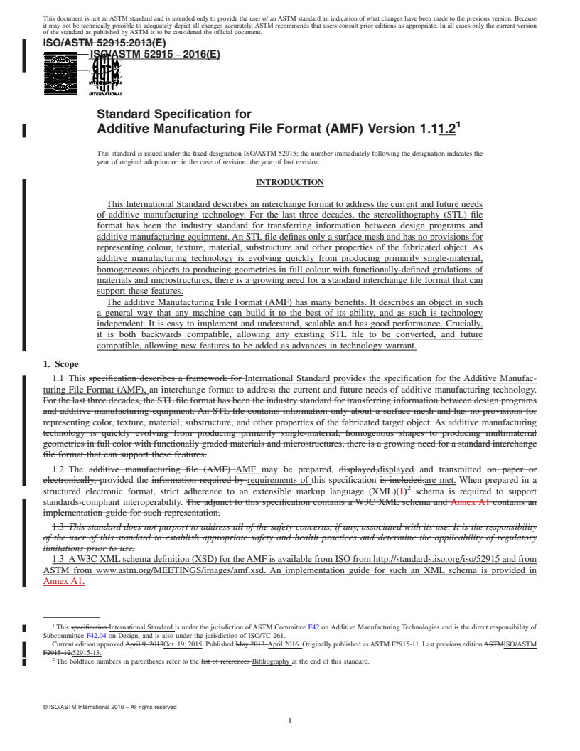 REDLINE ASTM ISO/ASTM52915-16 - Standard Specification for  Additive Manufacturing File Format (AMF) Version 1.2