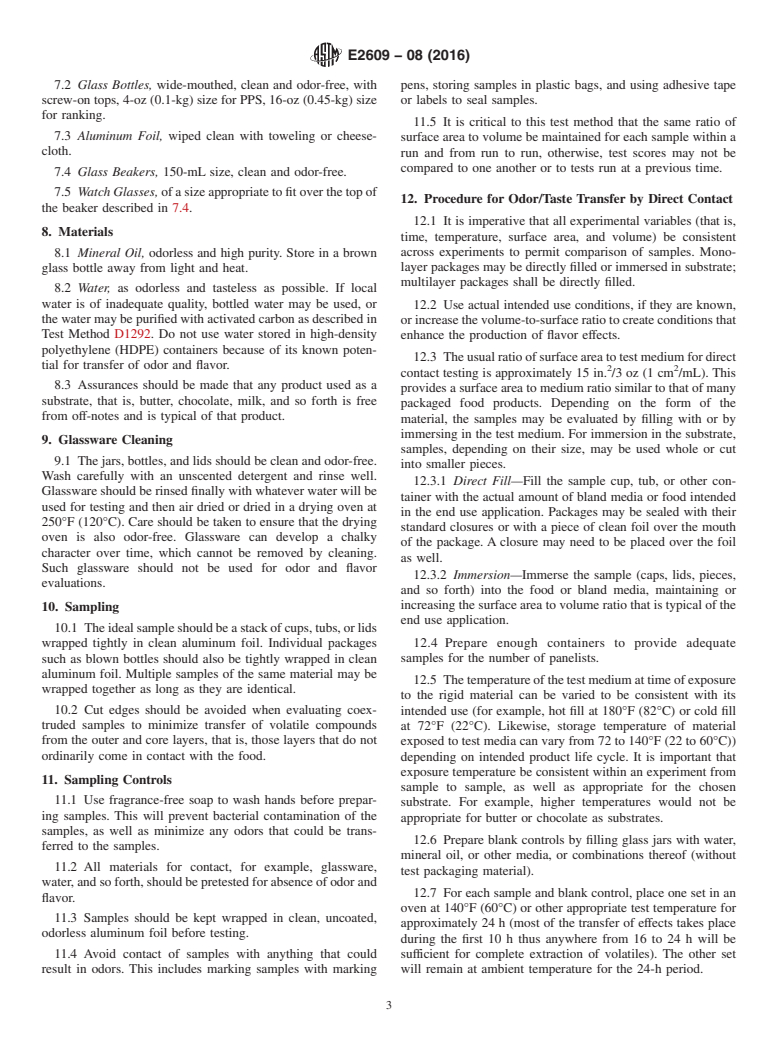 ASTM E2609-08(2016) - Standard Test Method For Odor Or Flavor Transfer ...