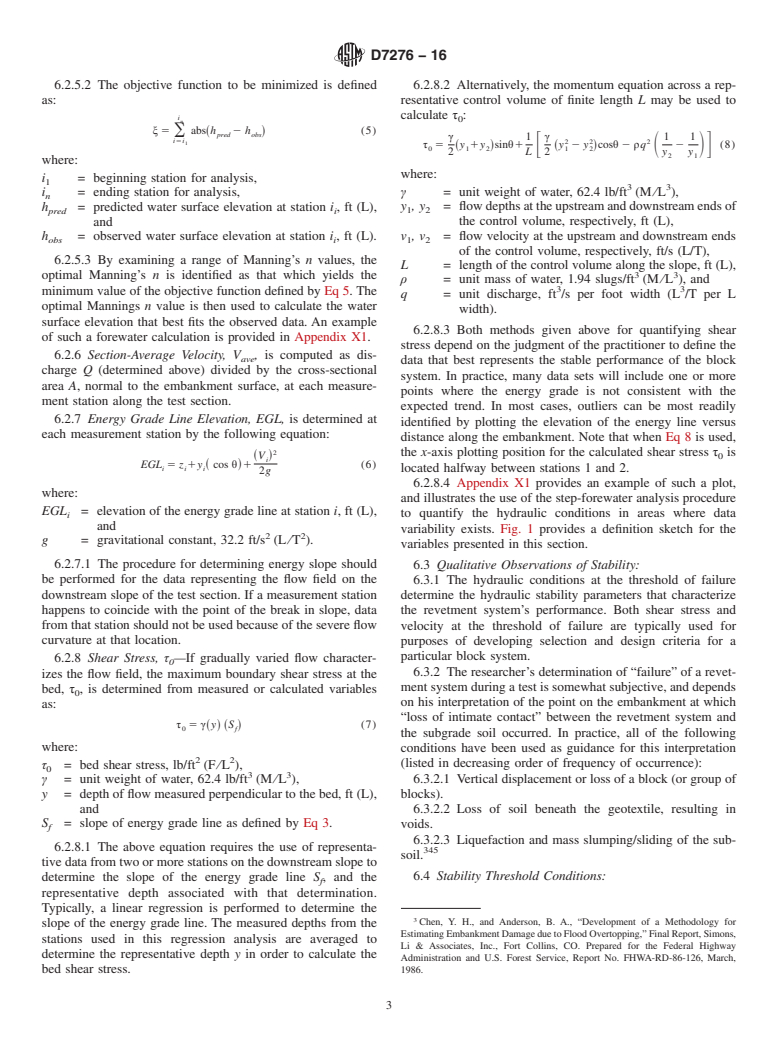 ASTM D7276-16 - Standard Guide for Analysis and Interpretation of Test Data for Articulating Concrete  Block (ACB) Revetment Systems in Open Channel Flow