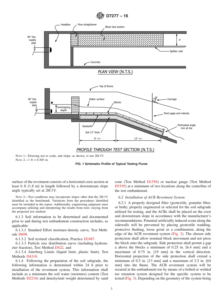 ASTM D7277-16 - Standard Test Method for Performance Testing of Articulating Concrete Block (ACB) Revetment  Systems for Hydraulic Stability in Open Channel Flow