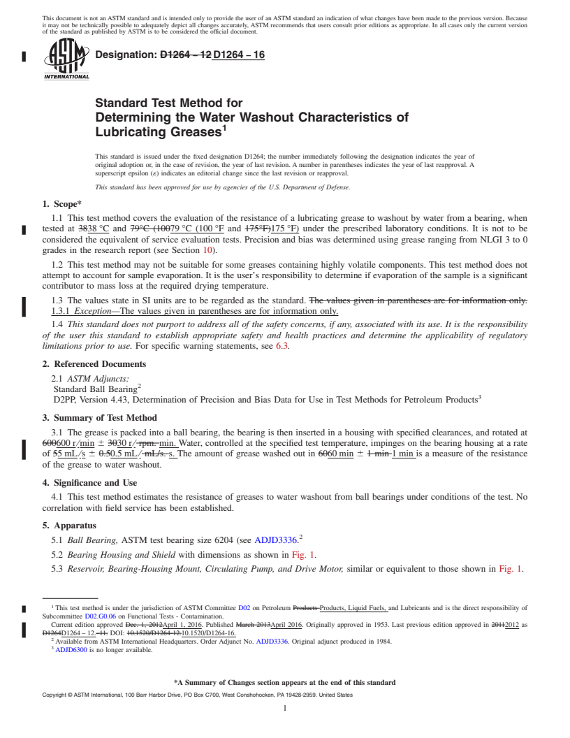 REDLINE ASTM D1264-16 - Standard Test Method for Determining the Water Washout Characteristics of Lubricating   Greases