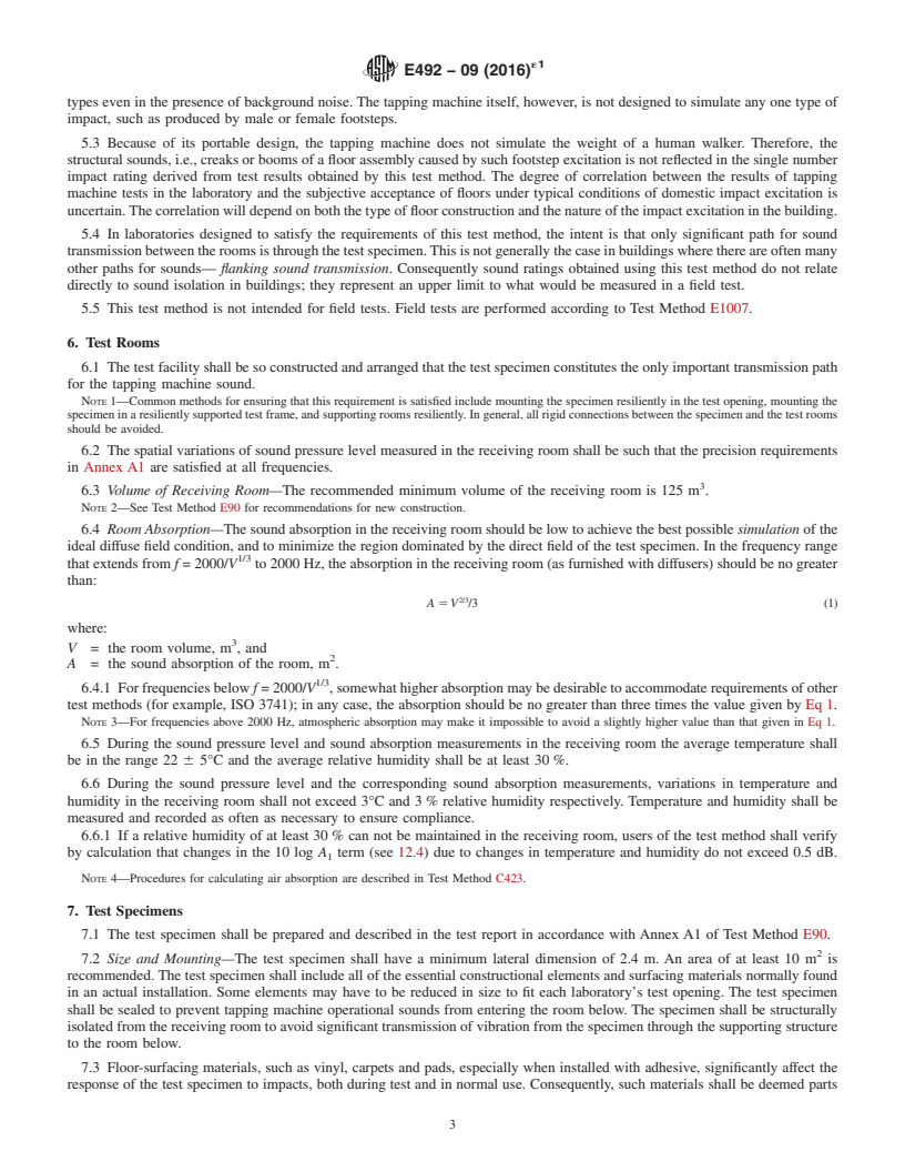 REDLINE ASTM E492-09(2016)e1 - Standard Test Method for  Laboratory Measurement of Impact Sound Transmission Through  Floor-Ceiling Assemblies Using the Tapping Machine