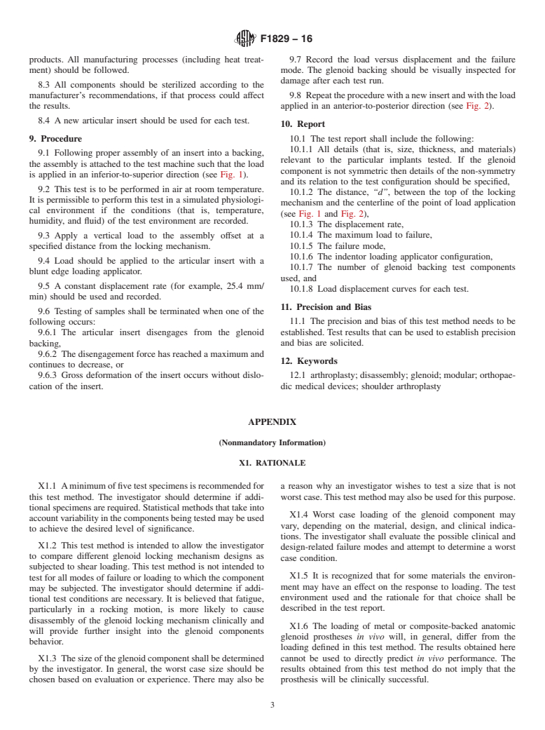ASTM F1829-16 - Standard Test Method for Static Evaluation of Anatomic Glenoid Locking Mechanism in  Shear