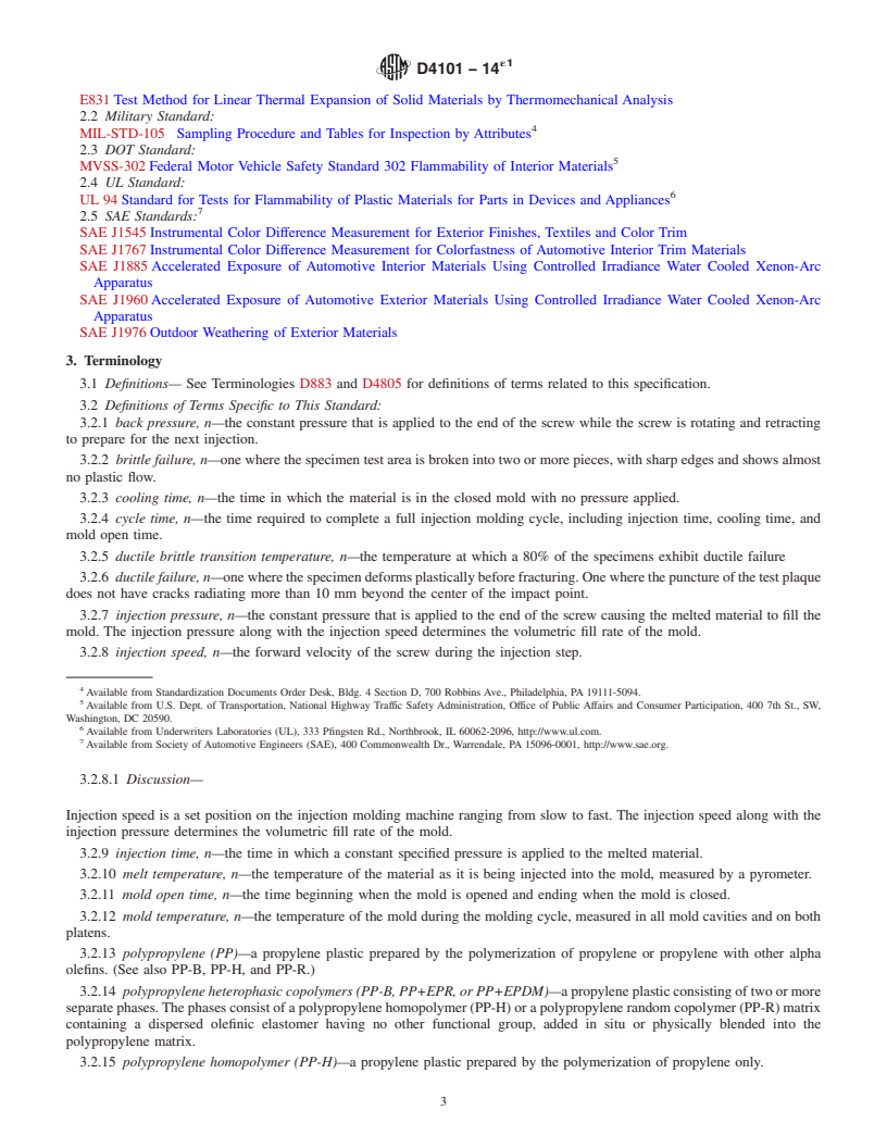 REDLINE ASTM D4101-14e1 - Standard Specification for Polypropylene Injection and Extrusion Materials