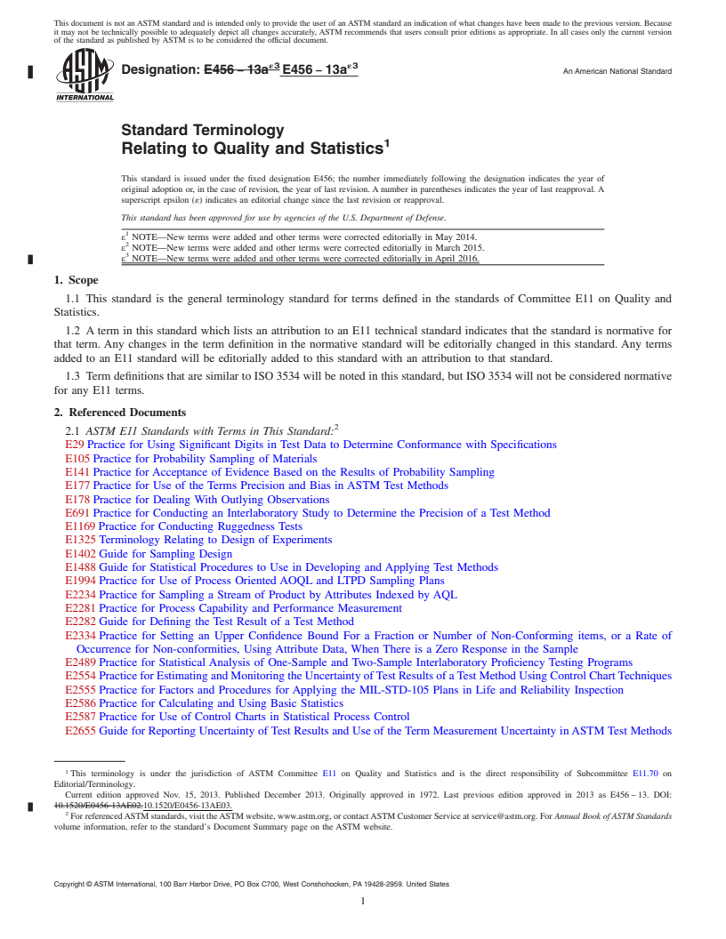 REDLINE ASTM E456-13ae3 - Standard Terminology  Relating to Quality and Statistics