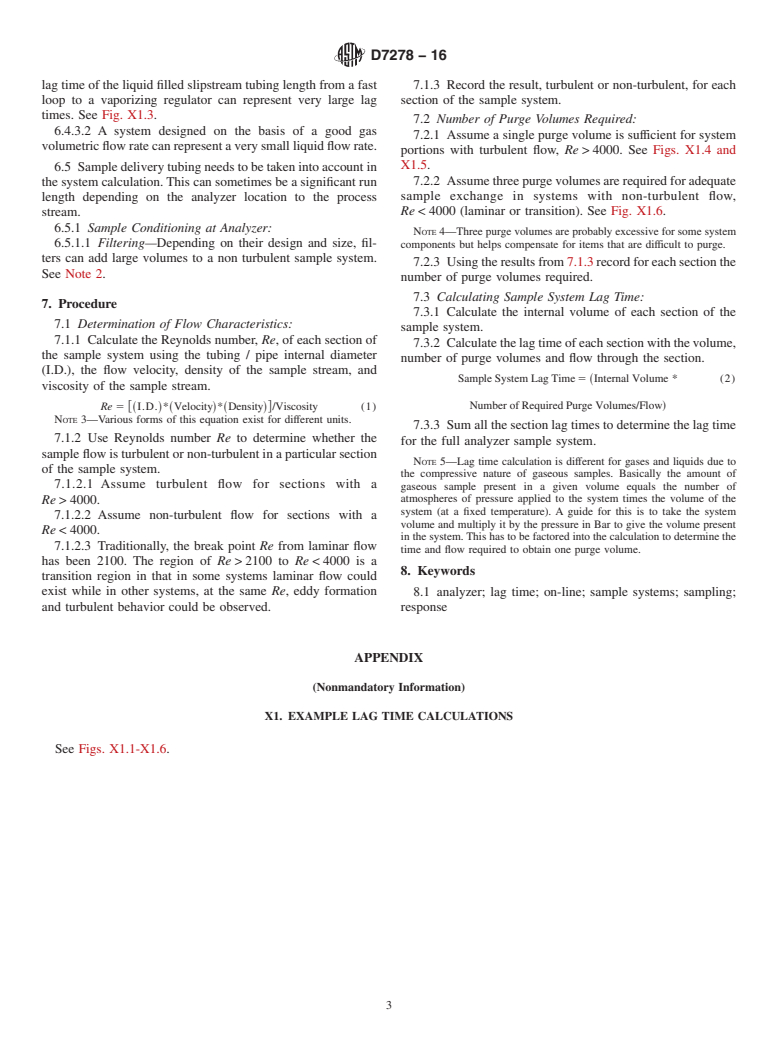 ASTM D7278-16 - Standard Guide for  Prediction of Analyzer Sample System Lag Times