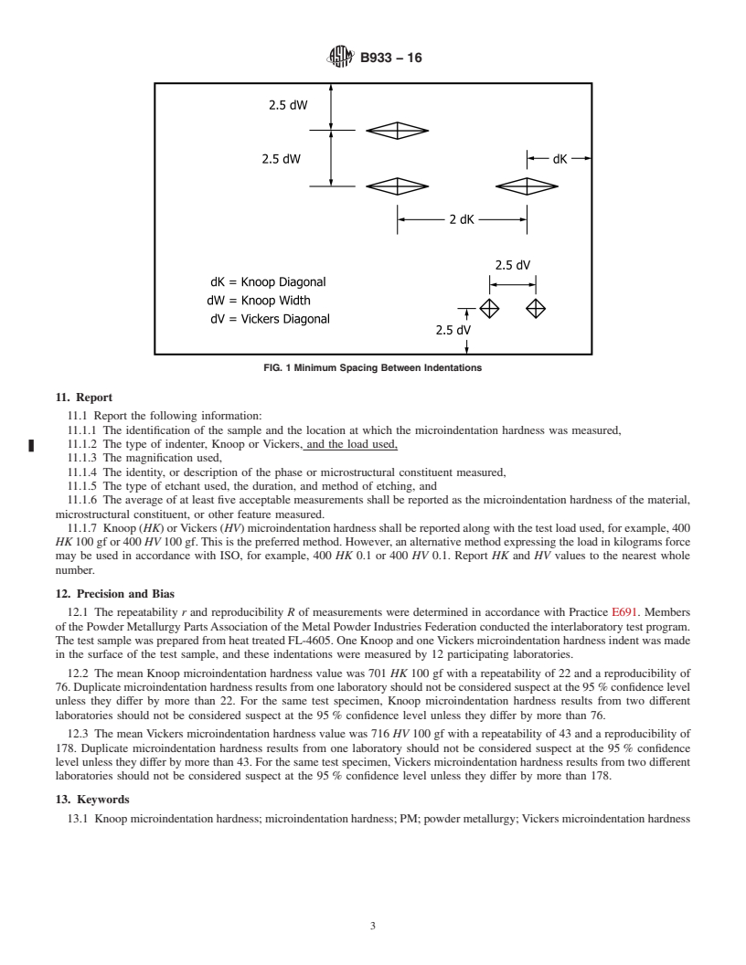 REDLINE ASTM B933-16 - Standard Test Method for Microindentation Hardness of Powder Metallurgy (PM) Materials