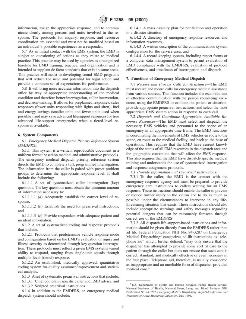 ASTM F1258-95(2001) - Standard Practice for Emergency Medical Dispatch