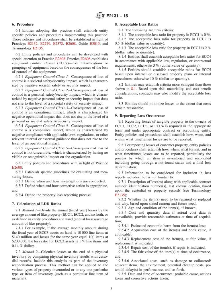 ASTM E2131-16 - Standard Practice for Addressing and Reporting Losses of Tangible Property