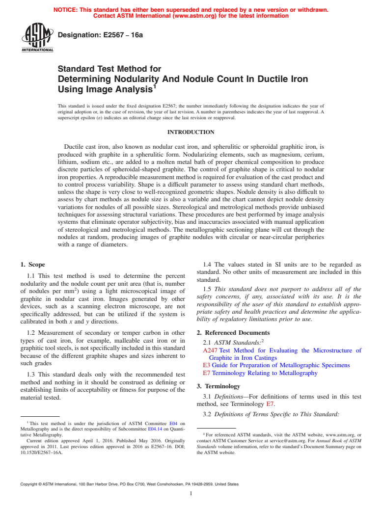 ASTM E2567-16a - Standard Test Method For Determining Nodularity And ...