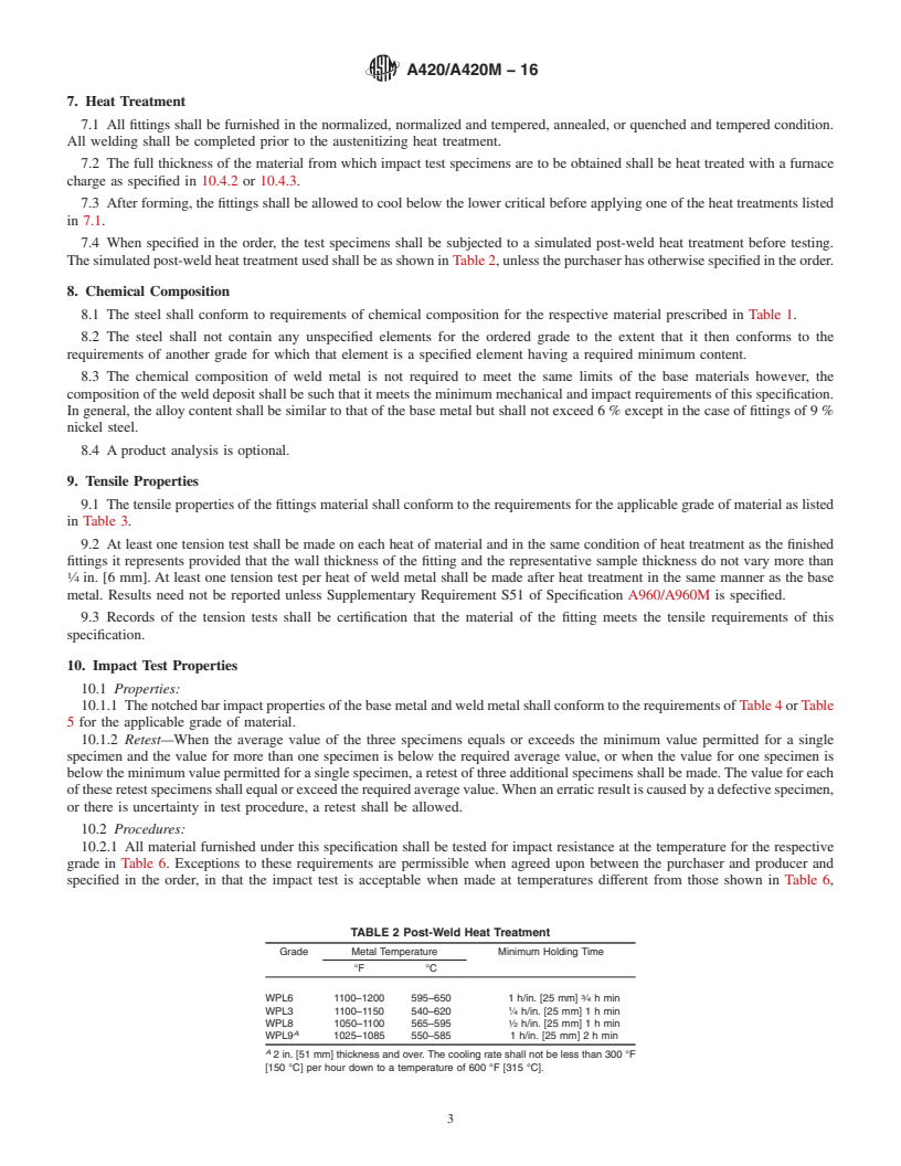 REDLINE ASTM A420/A420M-16 - Standard Specification for  Piping Fittings of Wrought Carbon Steel and Alloy Steel for   Low-Temperature Service