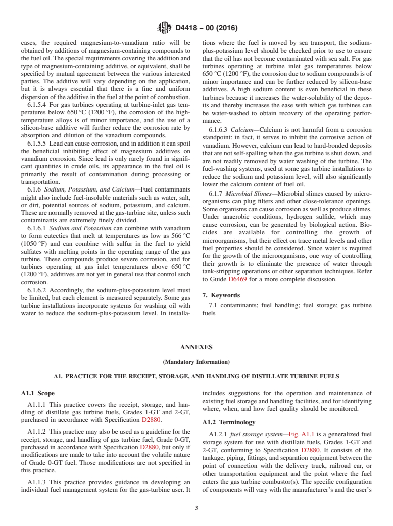 ASTM D4418-00(2016) - Standard Practice for  Receipt, Storage, and Handling of Fuels for Gas Turbines