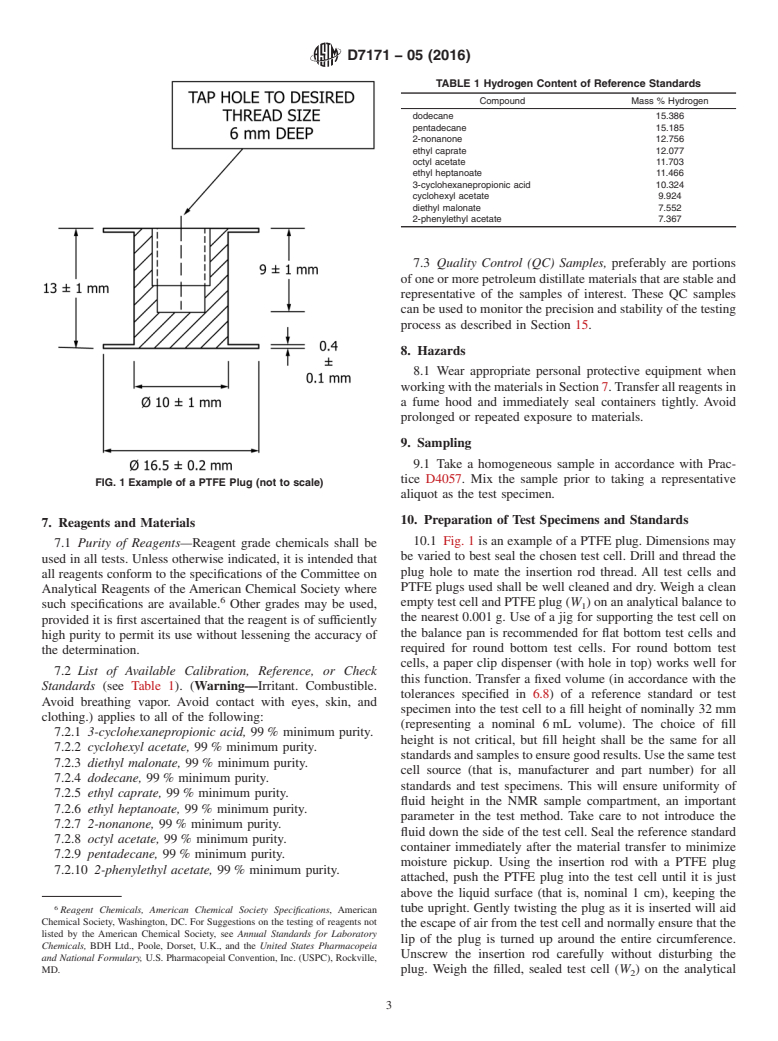 ASTM D7171-05(2016) - Standard Test Method for  Hydrogen Content of Middle Distillate Petroleum Products by  Low-Resolution Pulsed Nuclear Magnetic Resonance Spectroscopy