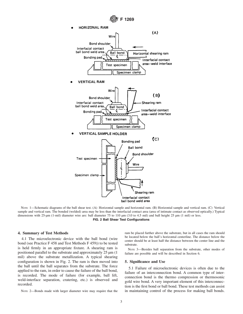 ASTM F1269-89(2001) - Test Methods for Destructive Shear Testing of Ball Bonds