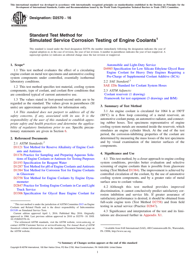 ASTM D2570-16 - Standard Test Method for Simulated Service Corrosion Testing of Engine Coolants