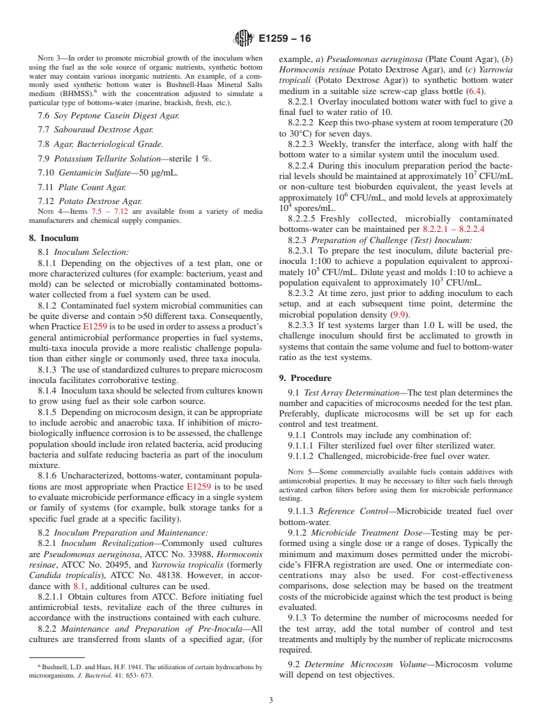 ASTM E1259-16 - Standard Practice for  Evaluation of Antimicrobials in Liquid Fuels Boiling Below  390&#xb0;C