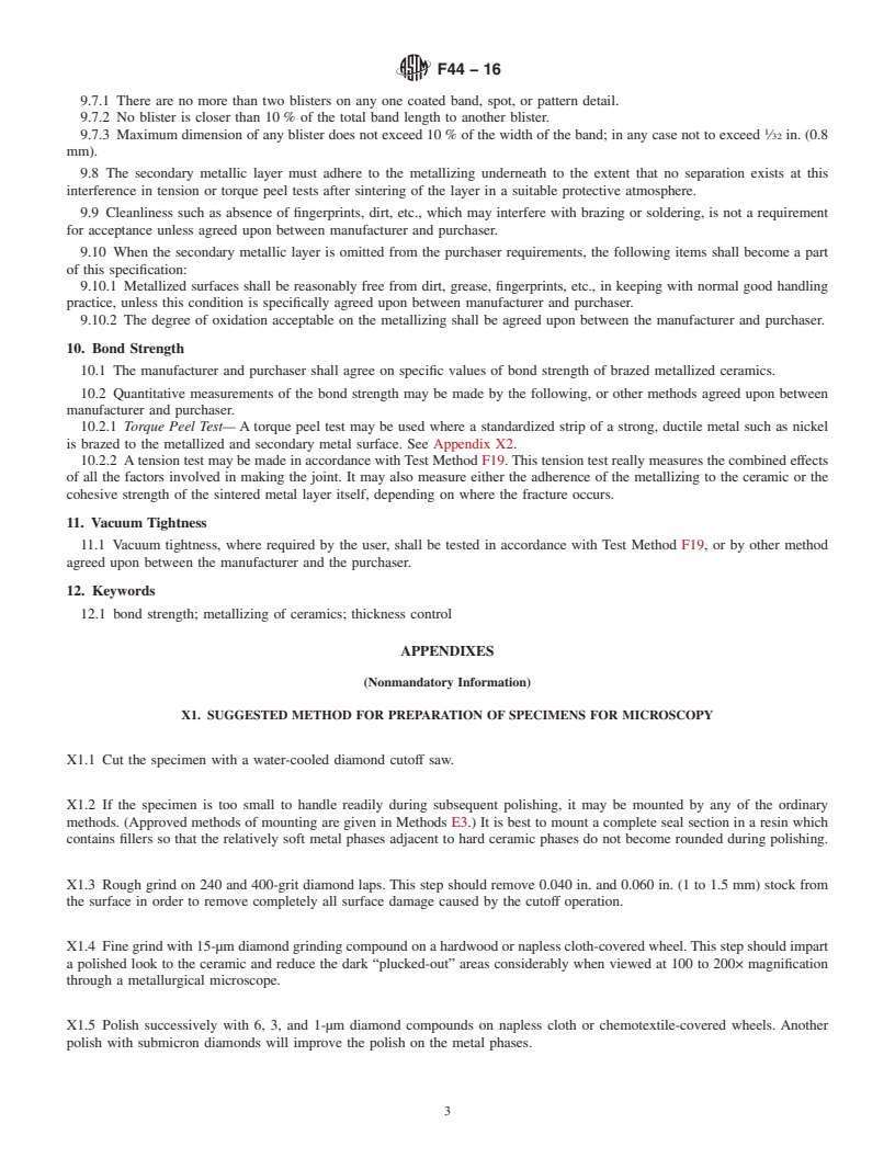 REDLINE ASTM F44-16 - Standard Specification for  Metallized Surfaces on Ceramic