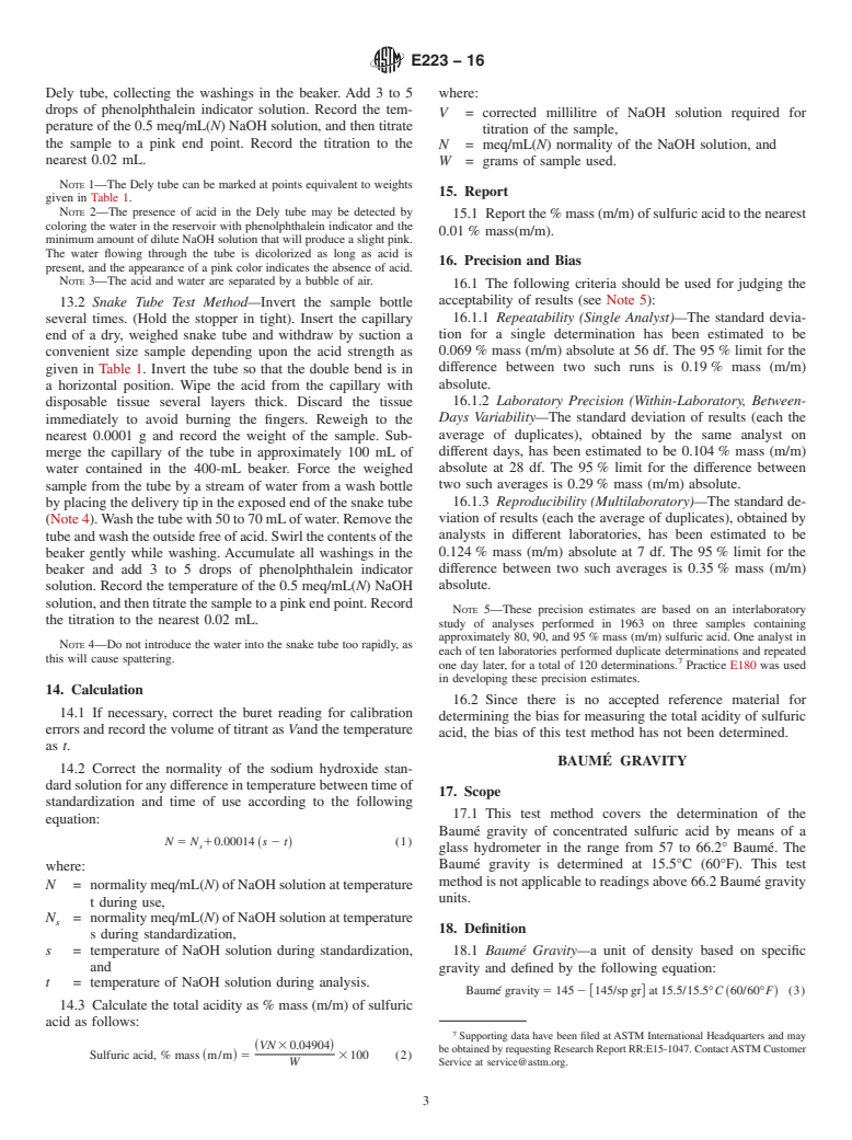 ASTM E223-16 - Standard Test Methods for Analysis of Sulfuric Acid