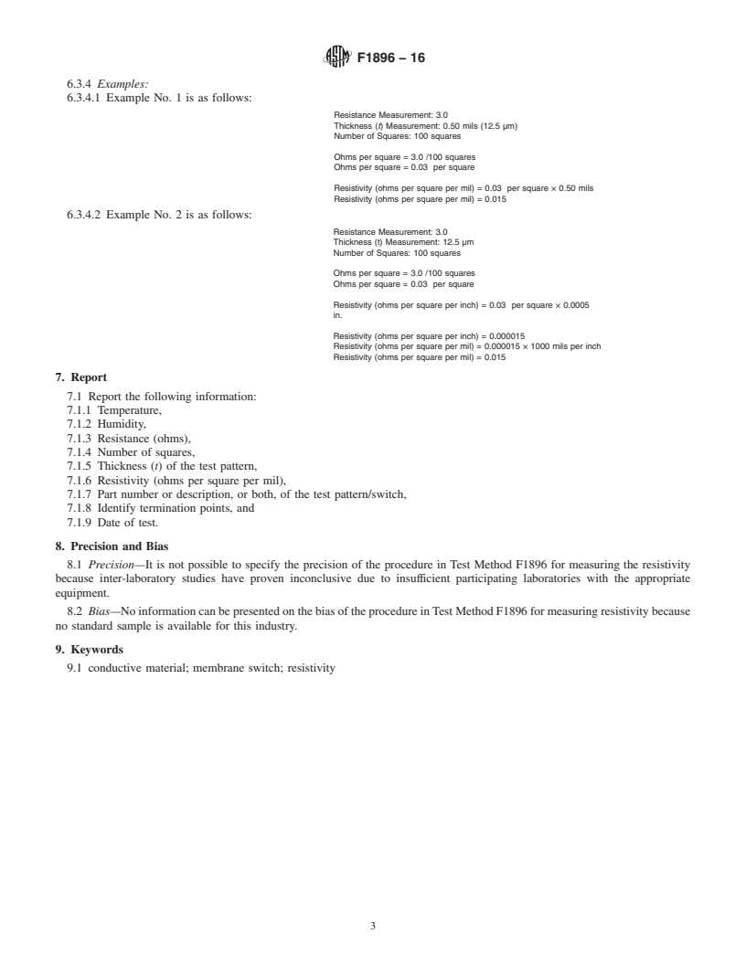 REDLINE ASTM F1896-16 - Test Method for  Determining the Electrical Resistivity of a Printed Conductive   Material