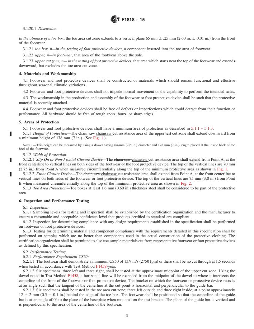 REDLINE ASTM F1818-15 - Standard Specification for  Foot Protection for Chainsaw Users