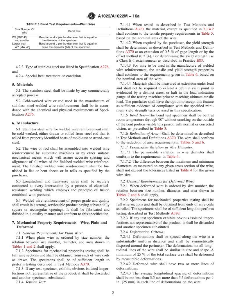 ASTM A1022/A1022M-16a - Standard Specification for  Deformed and Plain Stainless Steel Wire and Welded Wire for  Concrete Reinforcement