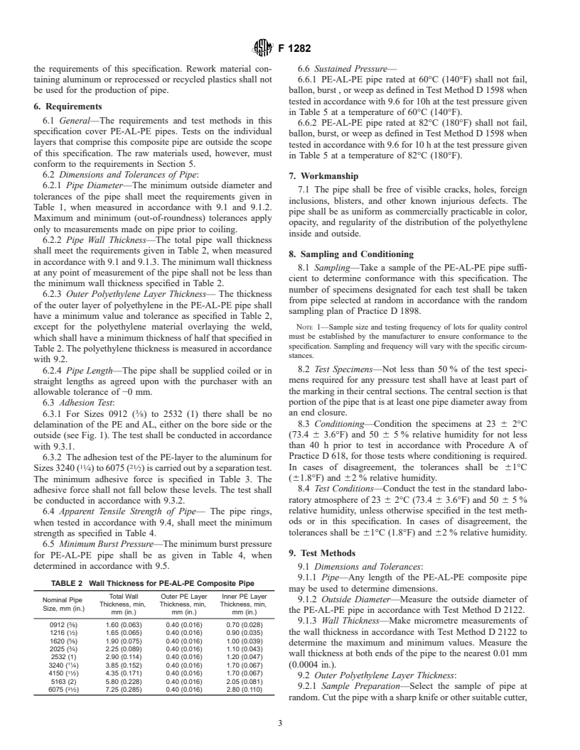 ASTM F1282-01a - Standard Specification for Polyethylene/Aluminum/Polyethylene (PE-AL-PE) Composite Pressure Pipe