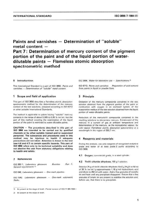 ISO 3856-7:1984 - Paints and varnishes -- Determination of "soluble" metal content