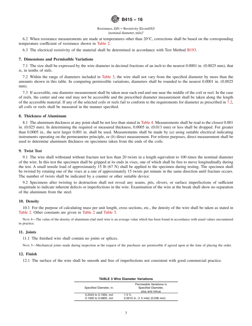 REDLINE ASTM B415-16 - Standard Specification for Hard-Drawn Aluminum-Clad Steel Wire