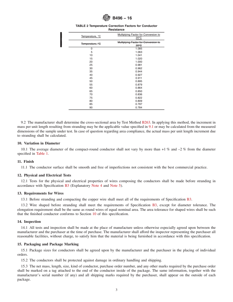 REDLINE ASTM B496-16 - Standard Specification for Compact Round Concentric-Lay-Stranded Copper Conductors