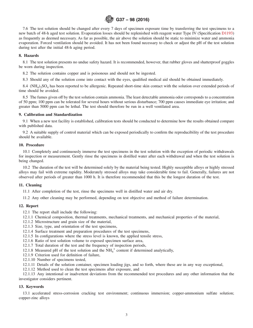 REDLINE ASTM G37-98(2016) - Standard Practice for  Use of Mattsson's Solution of pH 7.2 to Evaluate the Stress-Corrosion  Cracking Susceptibility of Copper-Zinc Alloys