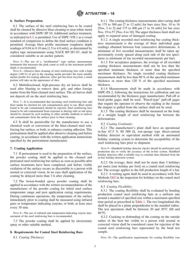 ASTM A775/A775M-16 - Standard Specification for  Epoxy-Coated Steel Reinforcing Bars