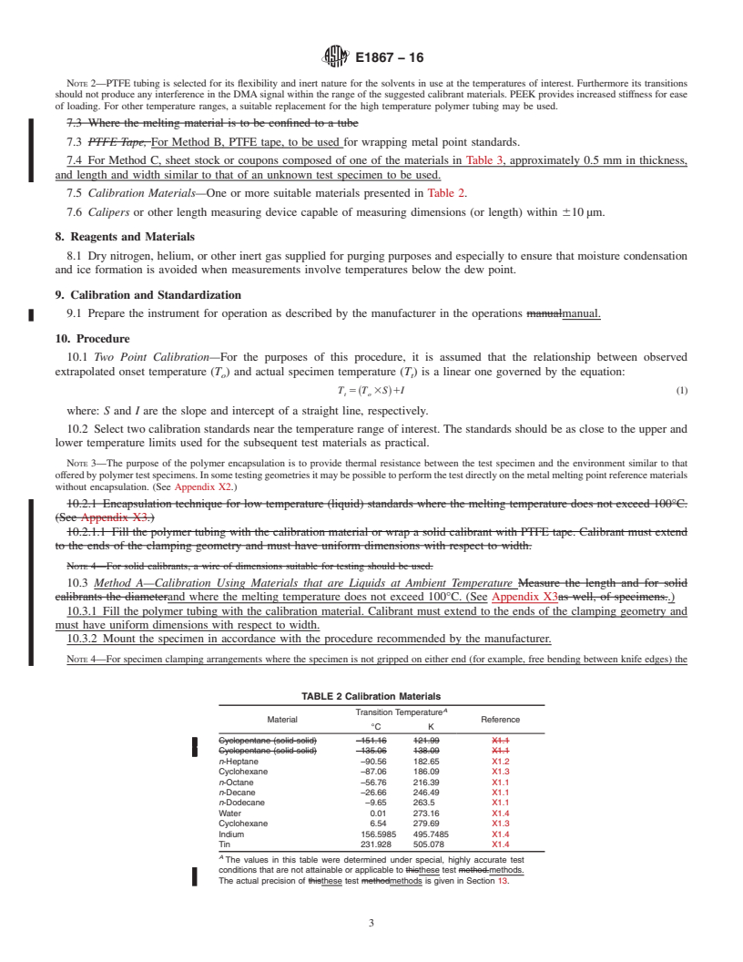 REDLINE ASTM E1867-16 - Standard Test Methods for  Temperature Calibration of Dynamic Mechanical Analyzers