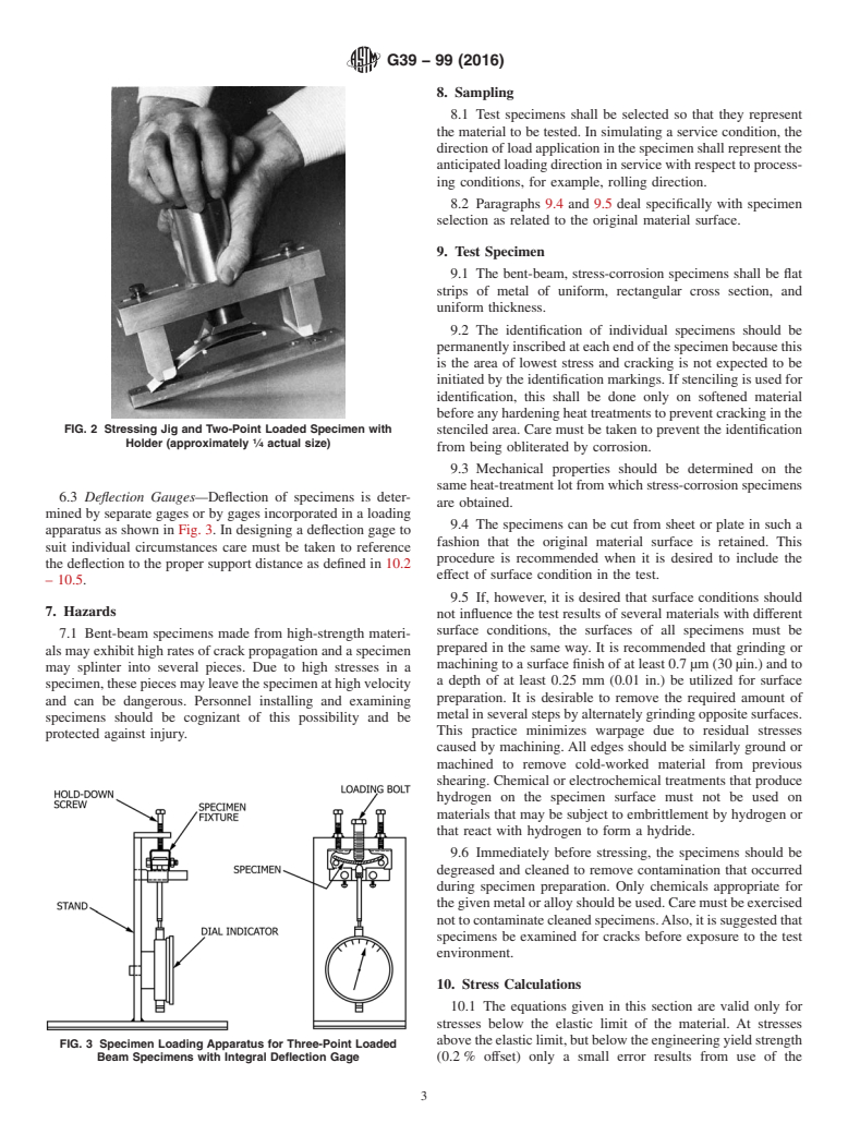 ASTM G39-99(2016) - Standard Practice for  Preparation and Use of Bent-Beam Stress-Corrosion Test Specimens