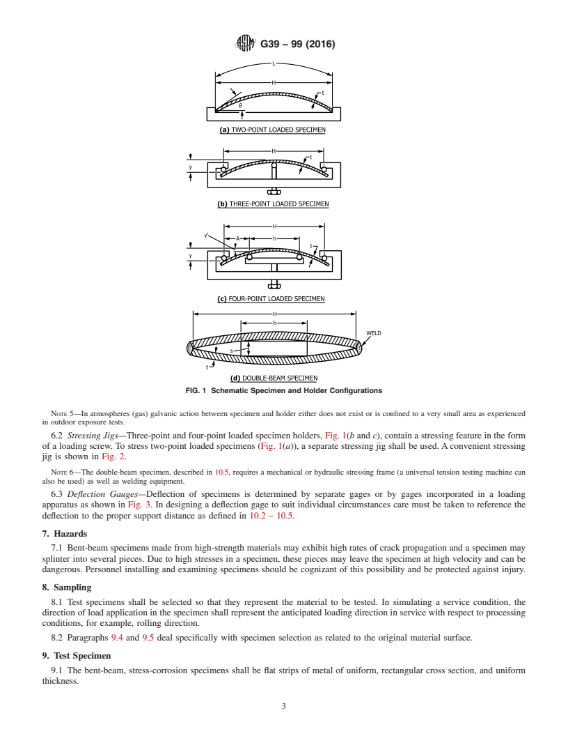 REDLINE ASTM G39-99(2016) - Standard Practice for  Preparation and Use of Bent-Beam Stress-Corrosion Test Specimens