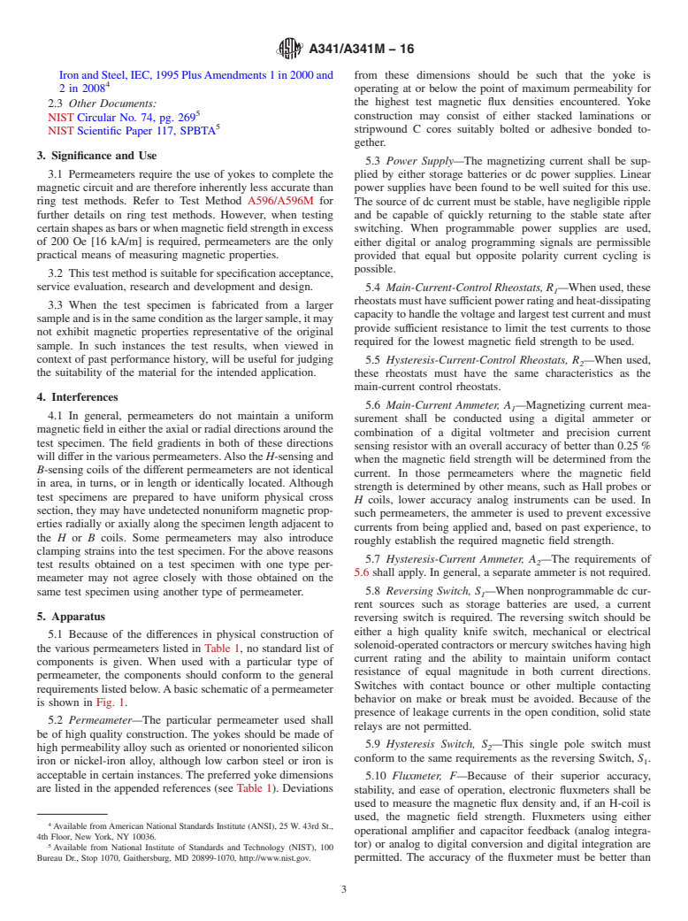 ASTM A341/A341M-16 - Standard Test Method for  Direct Current Magnetic Properties of Soft Magnetic Materials  Using D-C Permeameters and the Point by Point (Ballistic) Test Methods