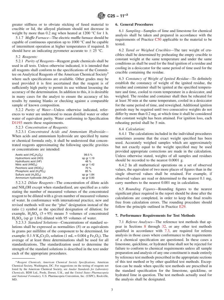 ASTM C25-11e2 - Standard Test Methods for  Chemical Analysis of Limestone, Quicklime, and Hydrated Lime