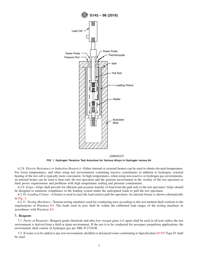 REDLINE ASTM G142-98(2016) - Standard Test Method for  Determination of Susceptibility of Metals to Embrittlement  in Hydrogen Containing Environments at High Pressure, High Temperature,  or Both