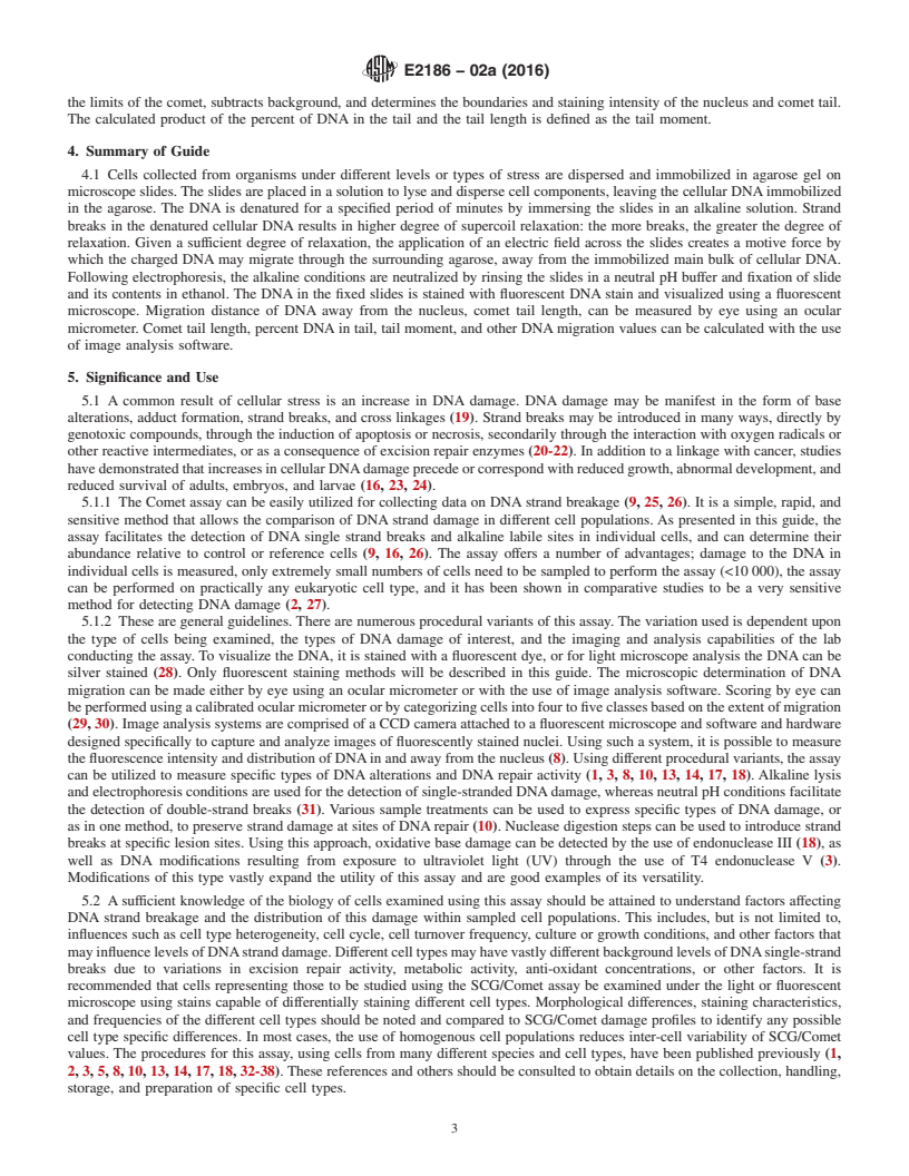 REDLINE ASTM E2186-02a(2016) - Standard Guide for Determining DNA Single-Strand Damage in Eukaryotic Cells Using  the Comet Assay