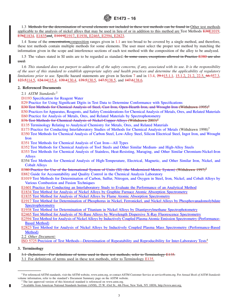 REDLINE ASTM E1473-16 - Standard Test Methods for  Chemical Analysis of Nickel, Cobalt and High-Temperature Alloys