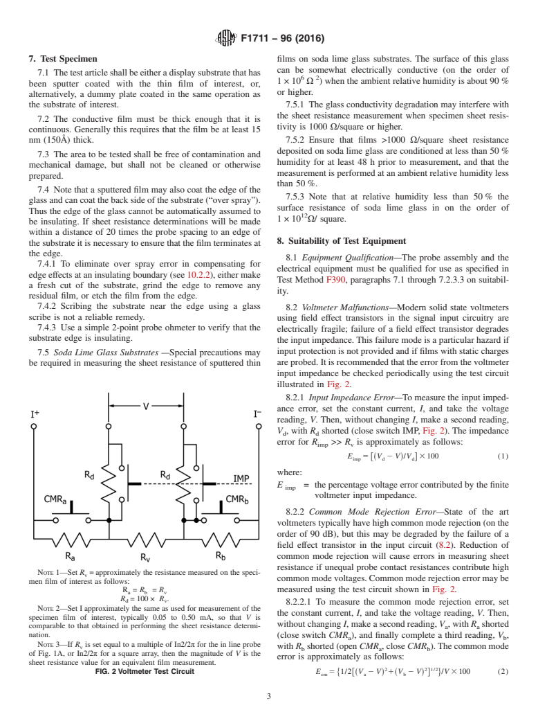 ASTM F1711-96(2016) - Standard Practice for  Measuring Sheet Resistance of Thin Film Conductors for Flat   Panel Display Manufacturing Using a Four-Point Probe Method