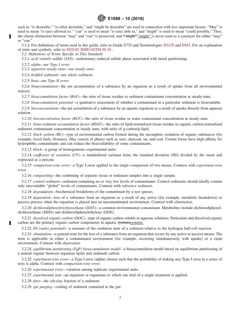 REDLINE ASTM E1688-10(2016) - Standard Guide for Determination of the Bioaccumulation of Sediment-Associated  Contaminants by Benthic Invertebrates